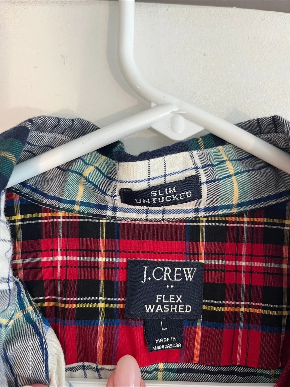 J. Crew Red and White Plaid Button-Down Shirt